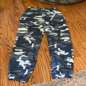 Blue camo cargo pants